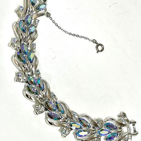 Vintage Bracelet Earrings Signed CORO Blue Rhinestone Costume Jewelry M06 - Picture 2 of 6